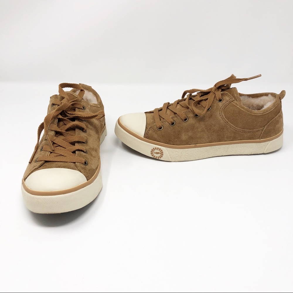 UGG Australia Evera Suede Sheepskin Sneakers Tan